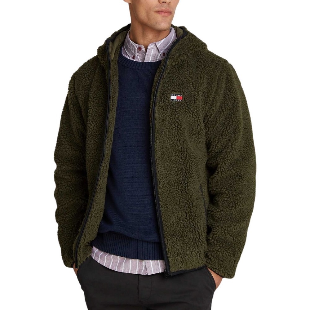 TOMMY HILFIGER REG BADGE TEDDY ZIP ΜΠΟΥΦΑΝ ΑΝΔΡΙΚΟ GREEN