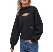 CALVIN KLEIN JEANS CUT OUT LOOSE SWEATER ΜΠΛΟΥΖΑ ΦΟΥΤΕΡ ΓΥΝΑΙΚΕΙΑ BLACK