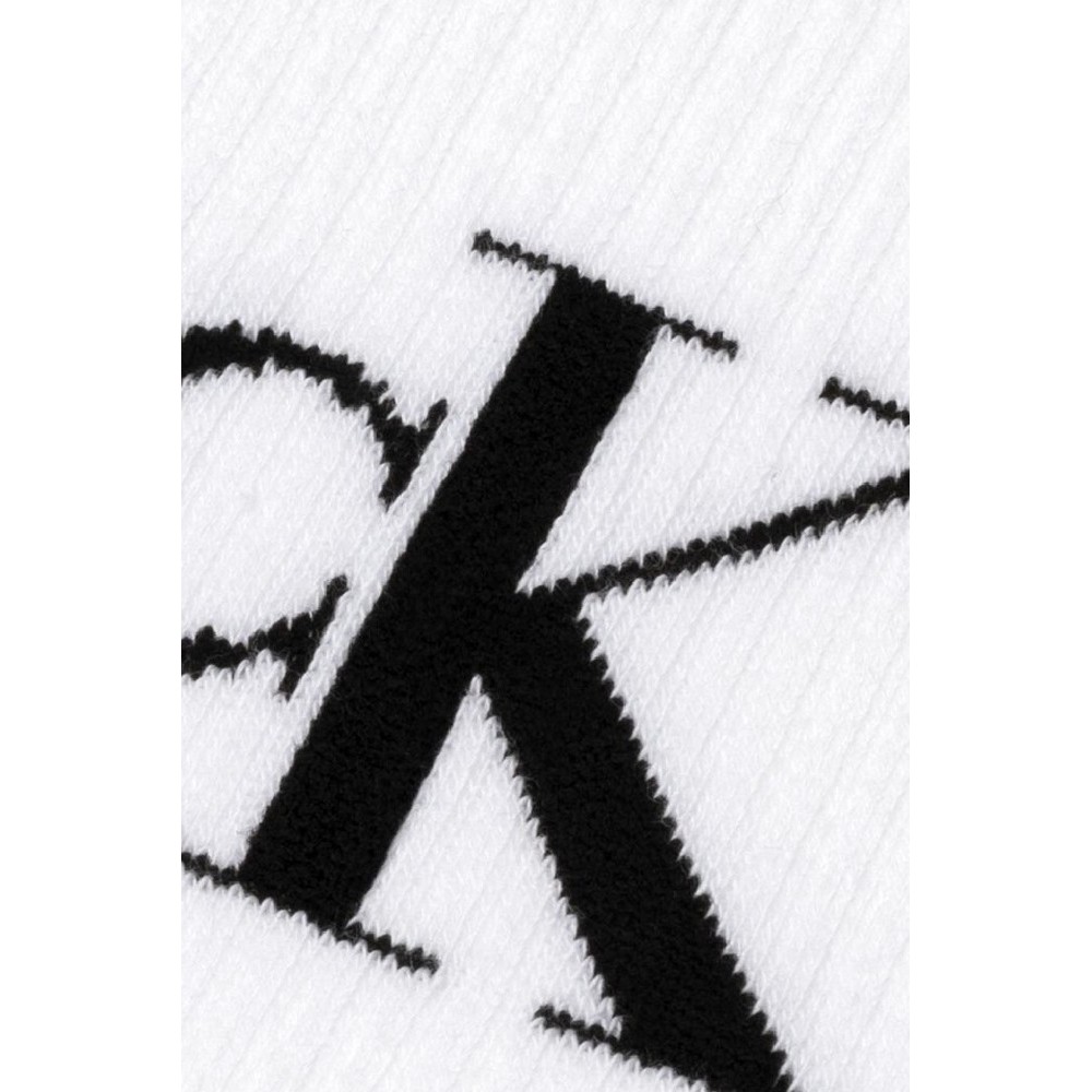 CALVIN KLEIN JEANS MEN SOCK 2P MONOGRAM ΚΑΛΤΣΕΣ ΑΝΔΡΙΚΕΣ WHITE