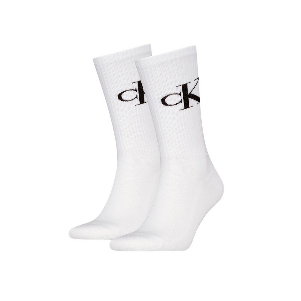 CALVIN KLEIN JEANS MEN SOCK 2P MONOGRAM ΚΑΛΤΣΕΣ ΑΝΔΡΙΚΕΣ WHITE