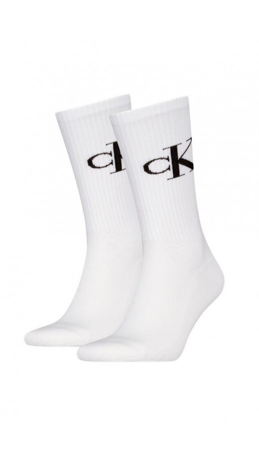 CALVIN KLEIN JEANS MEN SOCK 2P MONOGRAM ΚΑΛΤΣΕΣ ΑΝΔΡΙΚΕΣ WHITE