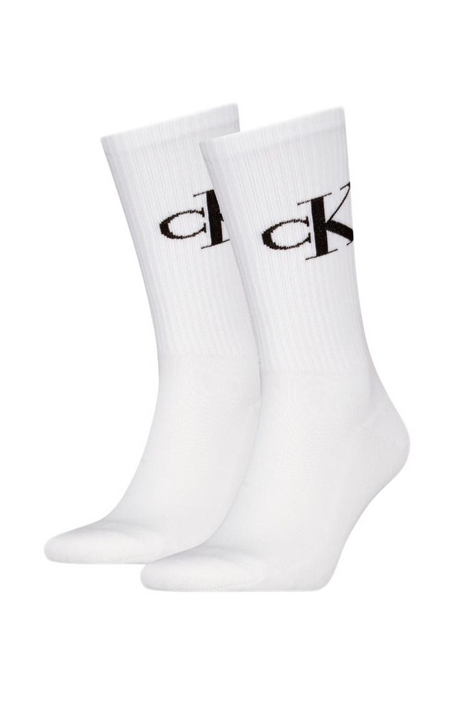 CALVIN KLEIN JEANS MEN SOCK 2P MONOGRAM ΚΑΛΤΣΕΣ ΑΝΔΡΙΚΕΣ WHITE