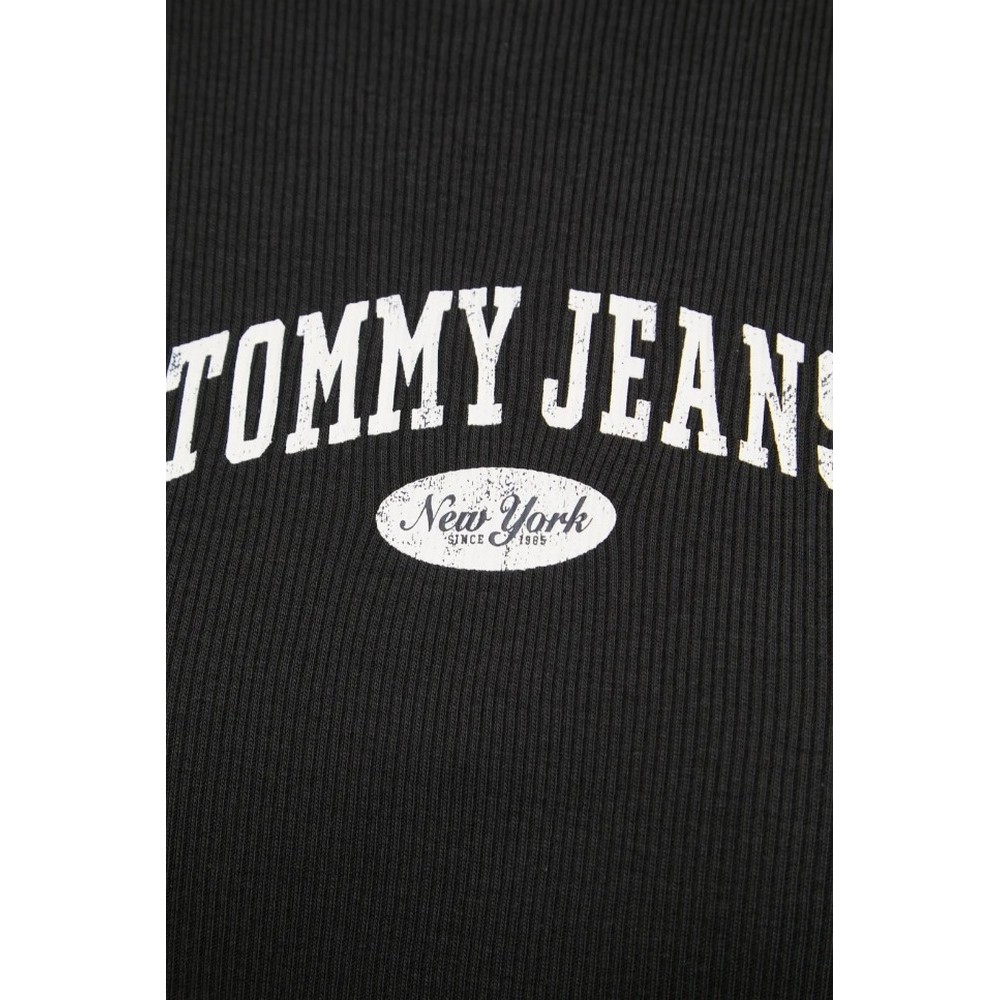 TOMMY JEANS SLIM VARSITY RIB TEE EXT T-SHIRT ΜΠΛΟΥΖΑ ΓΥΝΑΙΚΕΙΑ BLACK