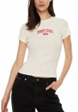 TOMMY JEANS SLIM VARSITY RIB TEE EXT T-SHIRT ΜΠΛΟΥΖΑ ΓΥΝΑΙΚΕΙΑ WHITE