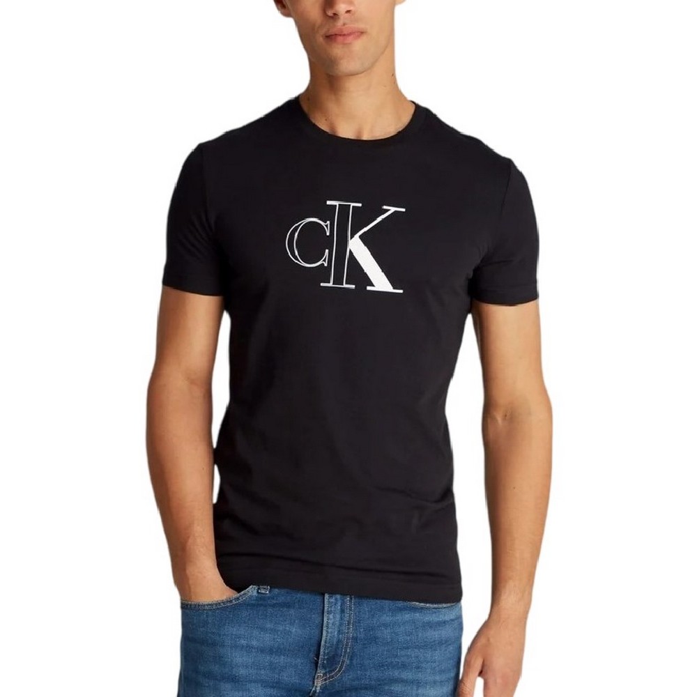 CALVIN KLEIN JEANS OUTLINE MONOLOGO T-SHIRT ΜΠΛΟΥΖΑ ΑΝΔΡΙΚΗ BLACK