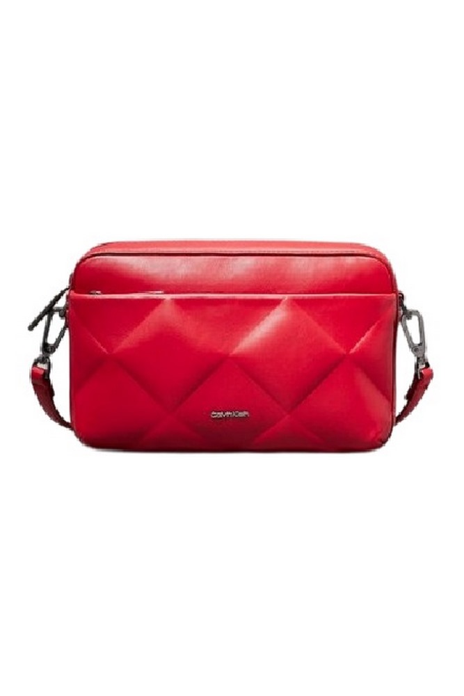 CALVIN KLEIN DIAMOND QUILT CAMERA BAG W/PKT ΤΣΑΝΤΑ ΓΥΝΑΙΚΕΙΑ RED