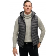 SUPERDRY D3 SDCD HOODED TWEED FUJI GILET ΓΙΛΕΚΟ ΜΠΟΥΦΑΝ ΑΝΔΡΙΚΟ DARK GREY