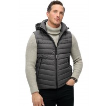 SUPERDRY D3 SDCD HOODED TWEED FUJI GILET ΓΙΛΕΚΟ ΜΠΟΥΦΑΝ ΑΝΔΡΙΚΟ DARK GREY