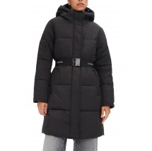 CALVIN KLEIN JEANS LOGO BELT LONG PUFFER ΜΠΟΥΦΑΝ ΓΥΝΑΙΚΕΙΟ BLACK