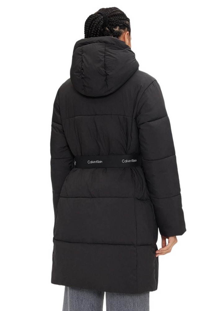 CALVIN KLEIN JEANS LOGO BELT LONG PUFFER ΜΠΟΥΦΑΝ ΓΥΝΑΙΚΕΙΟ BLACK