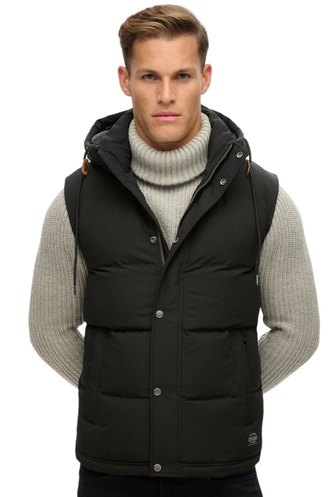 SUPERDRY D3 OVIN EVEREST HOODED PUFFER GILET ΓΙΛΕΚΟ ΜΠΟΥΦΑΝ ΑΝΔΡΙΚΟ BLACK