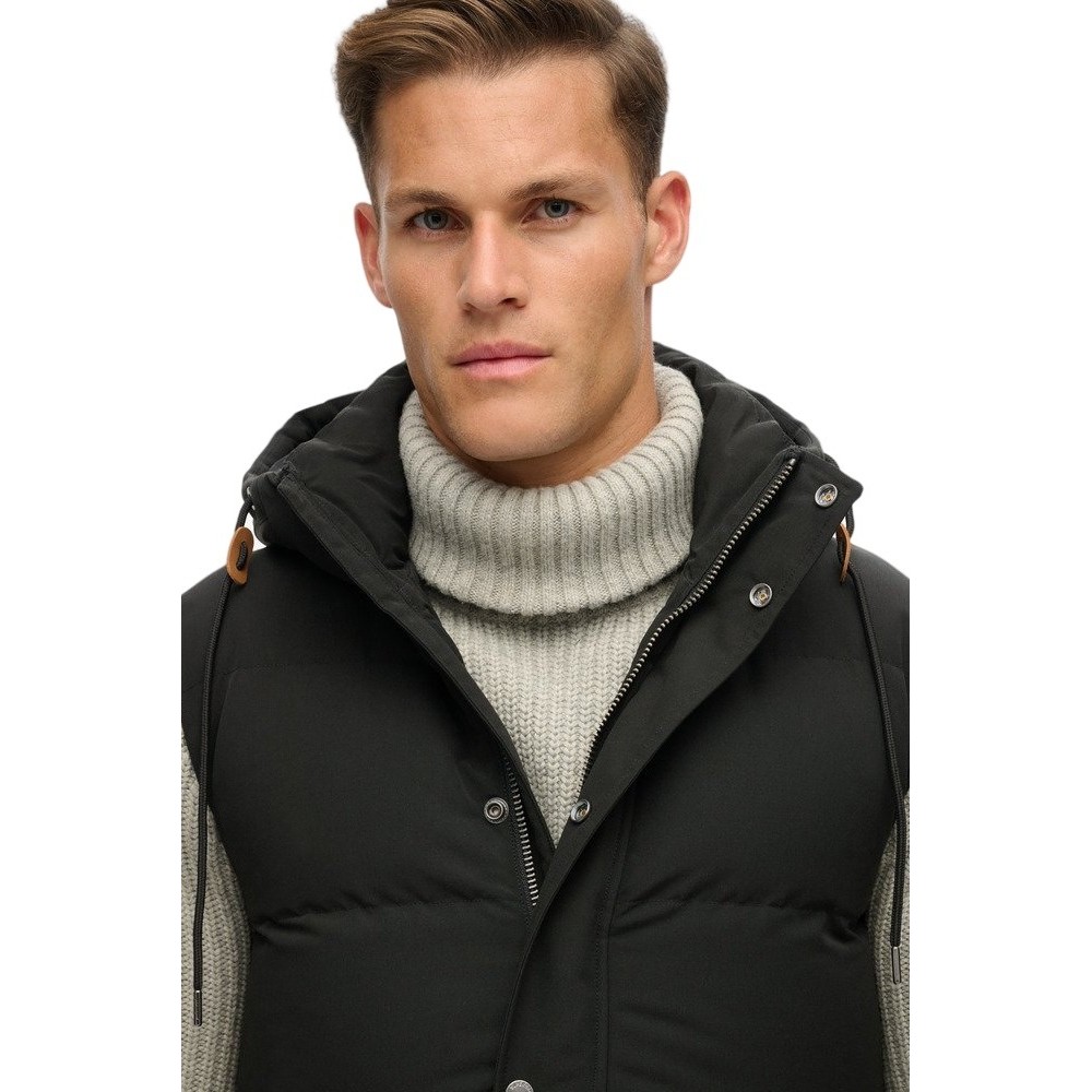 SUPERDRY D3 OVIN EVEREST HOODED PUFFER GILET ΓΙΛΕΚΟ ΜΠΟΥΦΑΝ ΑΝΔΡΙΚΟ BLACK