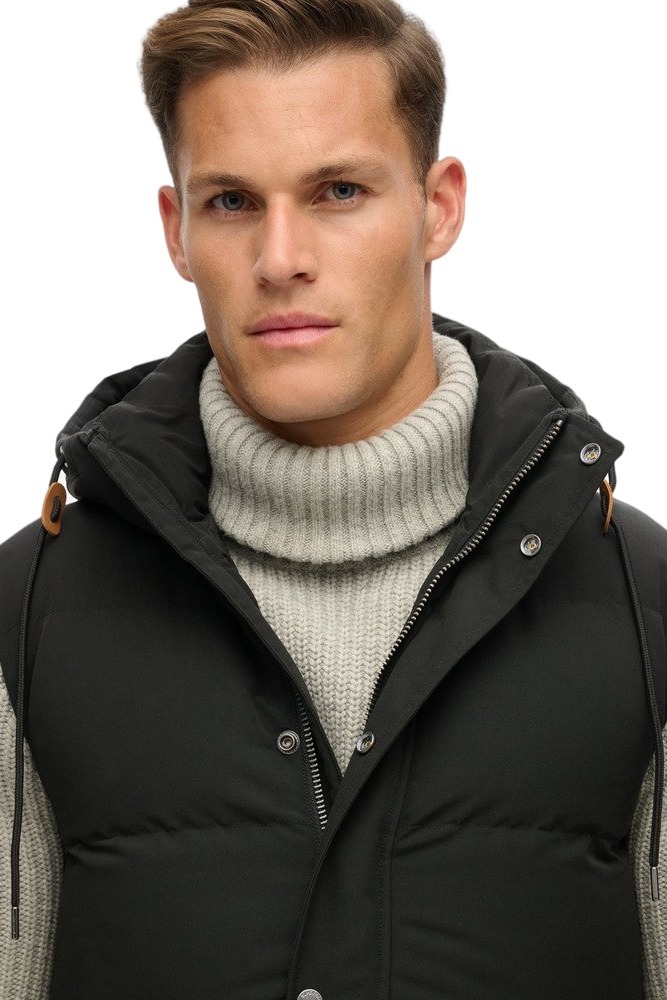 SUPERDRY D3 OVIN EVEREST HOODED PUFFER GILET ΓΙΛΕΚΟ ΜΠΟΥΦΑΝ ΑΝΔΡΙΚΟ BLACK