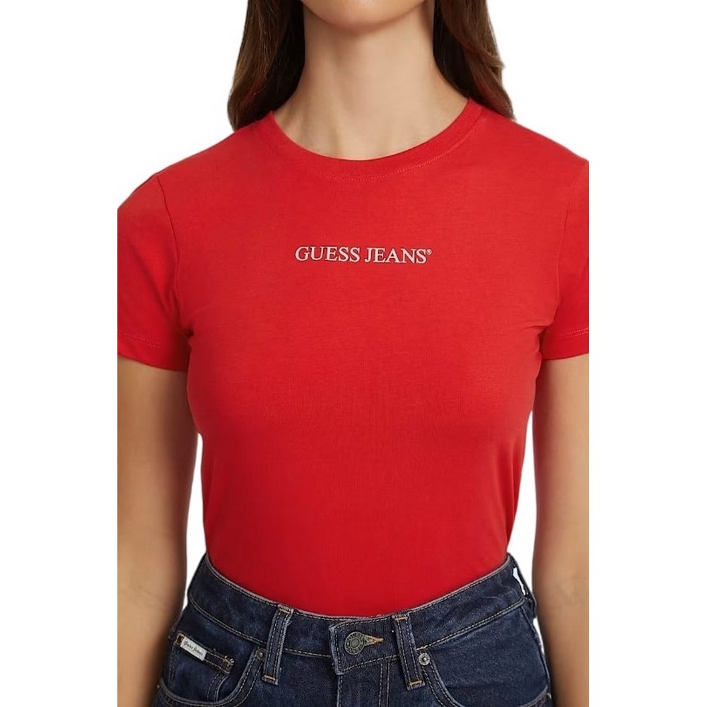 GUESS SLIM LOGO PRINT TEE T-SHIRT ΜΠΛΟΥΖΑ ΓΥΝΑΙΚΕΙΑ RED