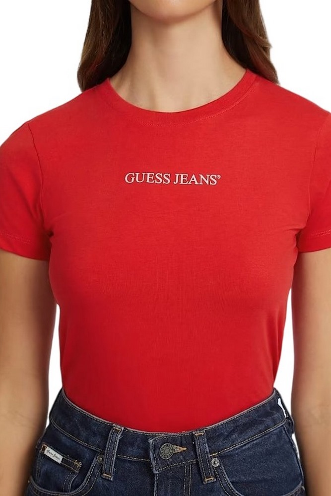 GUESS JEANS SLIM LOGO PRINT TEE T-SHIRT ΜΠΛΟΥΖΑ ΓΥΝΑΙΚΕΙΑ RED