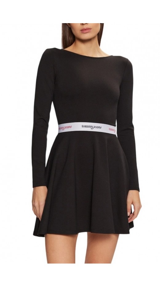 TOMMY JEANS TAPE FIT FLARE DRESS EXT ΦΟΡΕΜΑ ΓΥΝΑΙΚΕΙΟ BLACK