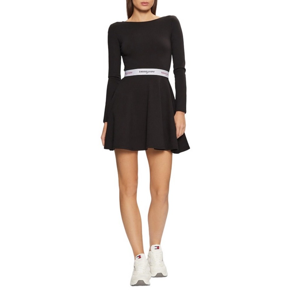 TOMMY JEANS TAPE FIT FLARE DRESS EXT ΦΟΡΕΜΑ ΓΥΝΑΙΚΕΙΟ BLACK