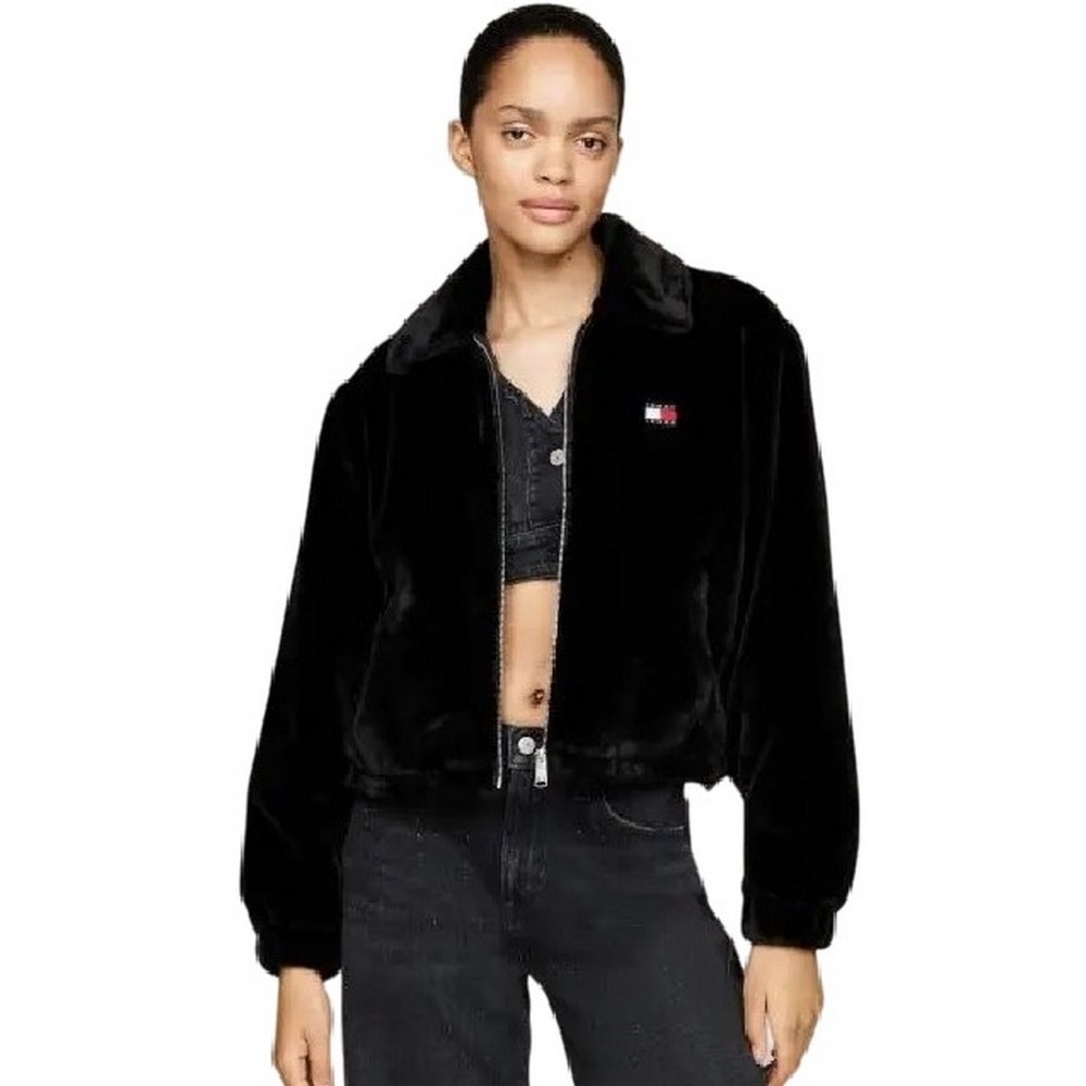 TOMMY JEANS FAUX FUR JACKET ΜΠΟΥΦΑΝ ΓΥΝΑΙΚΕΙΟ BLACK