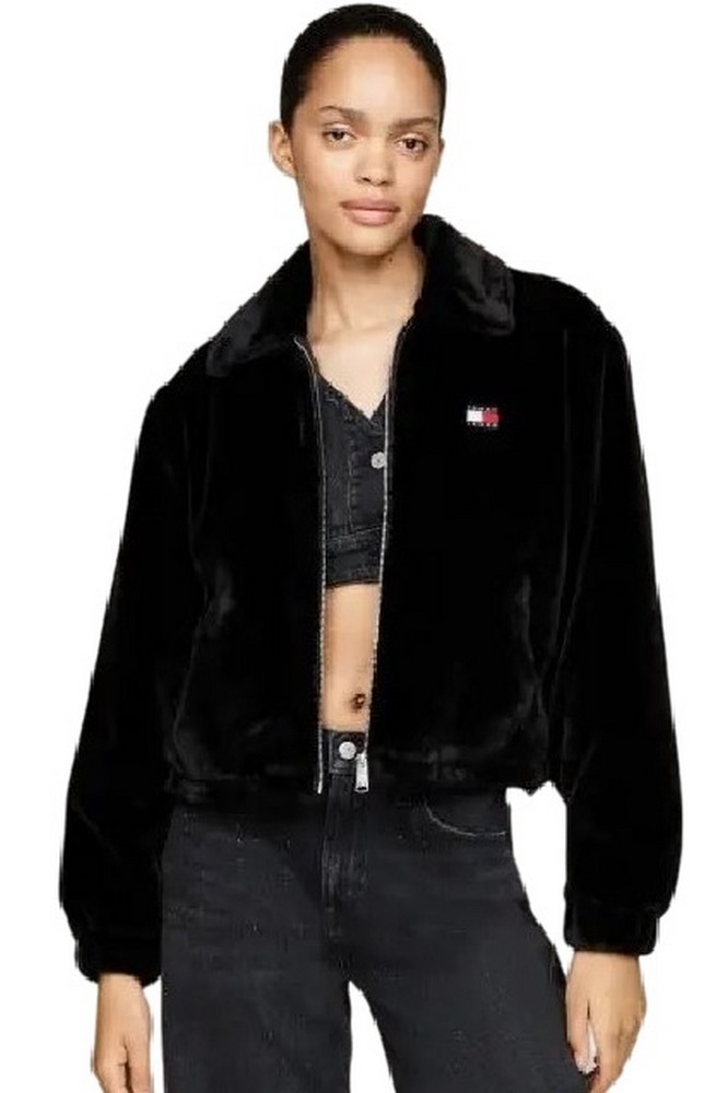 TOMMY JEANS FAUX FUR JACKET ΜΠΟΥΦΑΝ ΓΥΝΑΙΚΕΙΟ BLACK