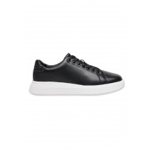 CALVIN KLEIN JEANS CUPSOLE LACE UP  WOVEN LTH ΠΑΠΟΥΤΣΙ ΓΥΝΑΙΚΕΙΟ BLACK