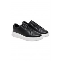 CALVIN KLEIN JEANS CUPSOLE LACE UP  WOVEN LTH ΠΑΠΟΥΤΣΙ ΓΥΝΑΙΚΕΙΟ BLACK