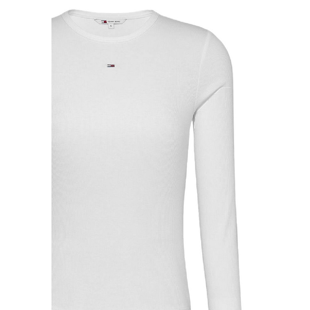 TOMMY HILFIGER SLIM ESSENTIAL RIB LS ΜΠΛΟΥΖΑ ΓΥΝΑΙΚΕΙΑ BRIGHT WHITE