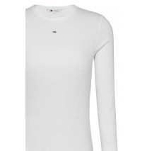 TOMMY HILFIGER SLIM ESSENTIAL RIB LS ΜΠΛΟΥΖΑ ΓΥΝΑΙΚΕΙΑ BRIGHT WHITE