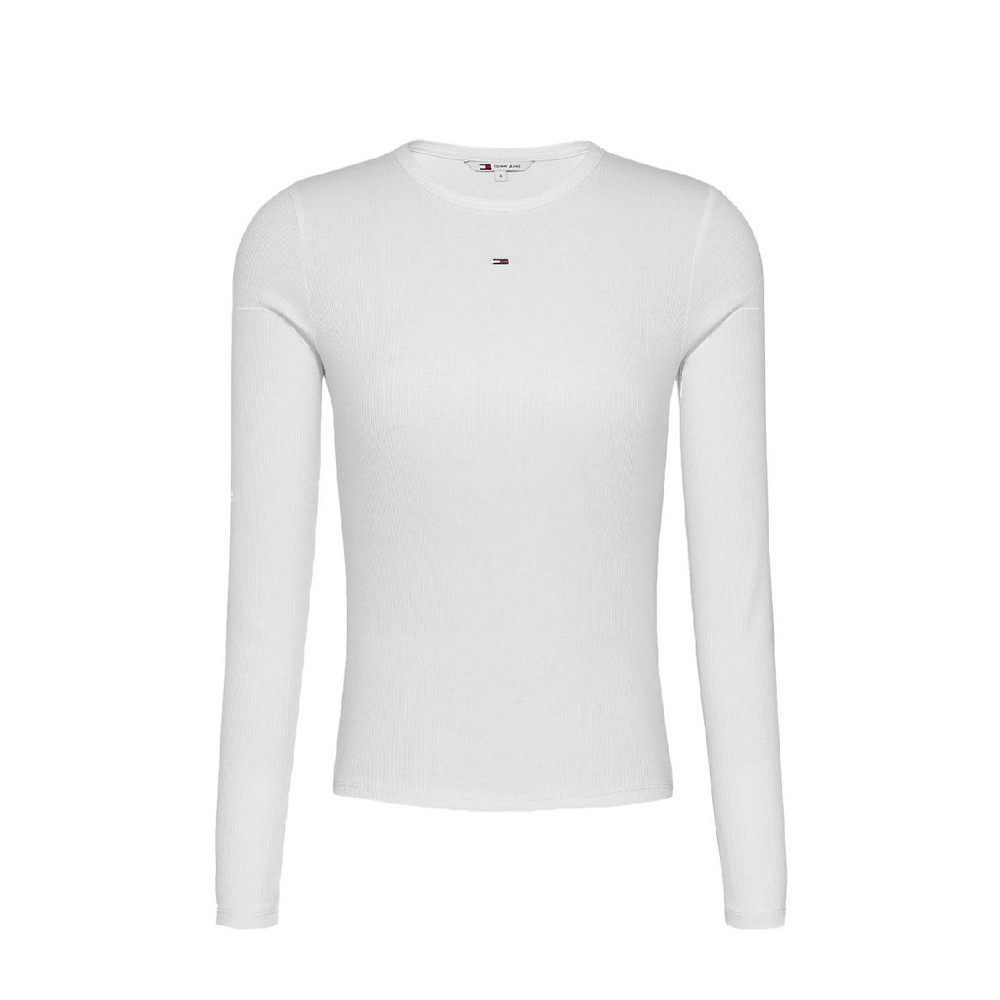 TOMMY HILFIGER SLIM ESSENTIAL RIB LS ΜΠΛΟΥΖΑ ΓΥΝΑΙΚΕΙΑ BRIGHT WHITE