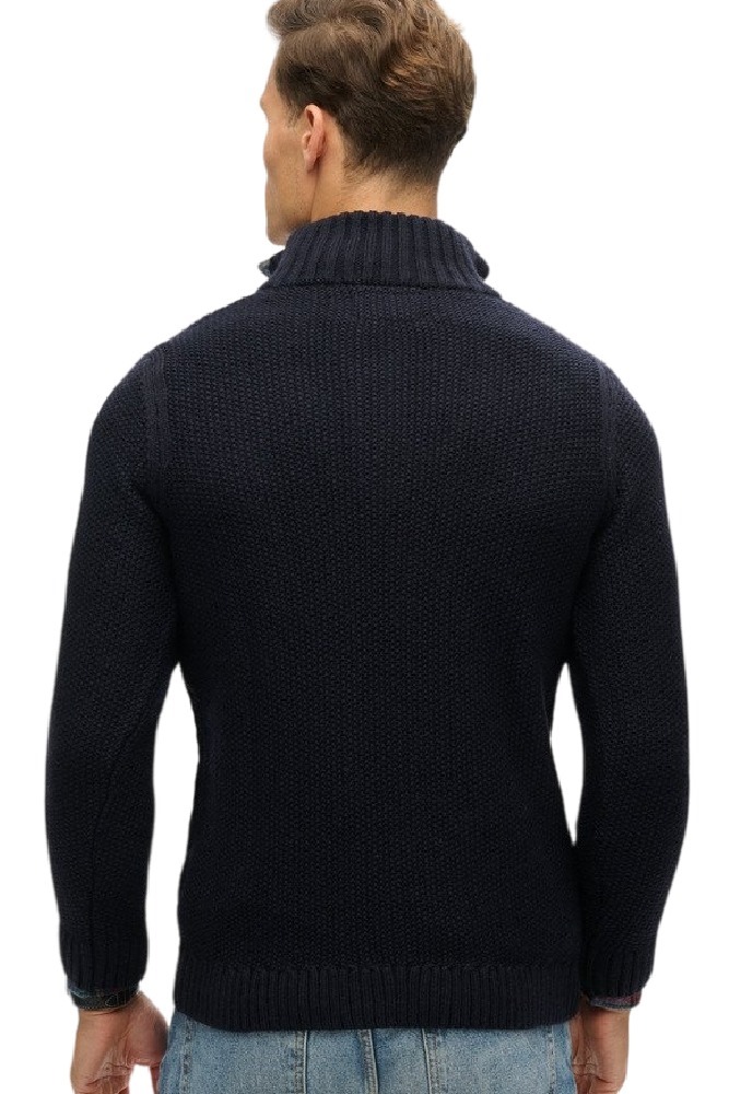 SUPERDRY D1 OVIN JACOB CABLE KNIT HALF ZIP ΜΠΛΟΥΖΑ ΠΛΕΚΤΗ ΑΝΔΡΙΚΗ NAVY