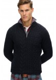 SUPERDRY D1 OVIN JACOB CABLE KNIT HALF ZIP ΜΠΛΟΥΖΑ ΠΛΕΚΤΗ ΑΝΔΡΙΚΗ NAVY