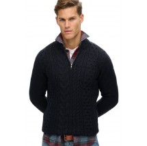 SUPERDRY D1 OVIN JACOB CABLE KNIT HALF ZIP ΜΠΛΟΥΖΑ ΠΛΕΚΤΗ ΑΝΔΡΙΚΗ NAVY