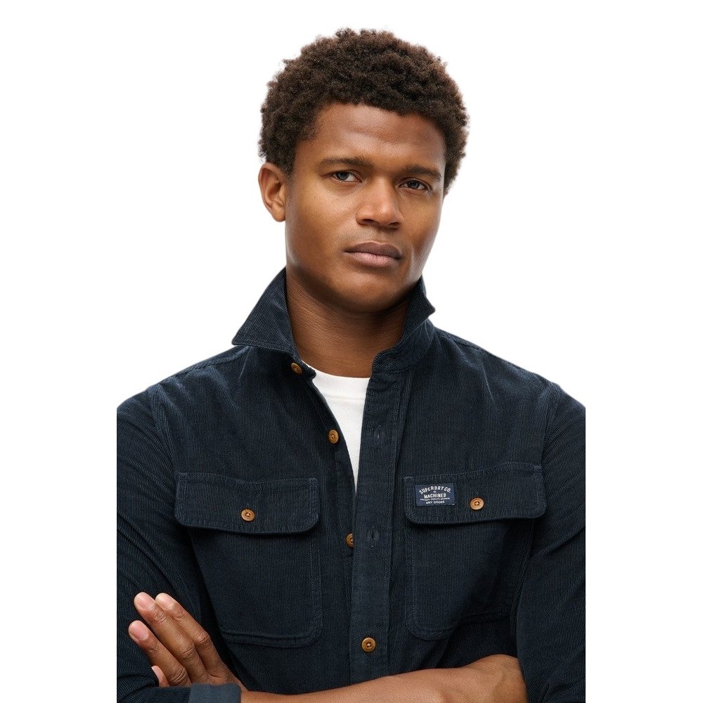 SUPERDRY D2 CORDUROY WORKWEAR SHIRT ΠΟΥΚΑΜΙΣΟ ΑΝΔΡΙΚΟ NAVY