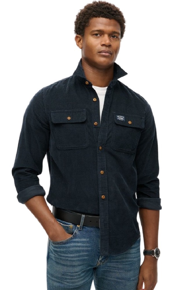 SUPERDRY D2 CORDUROY WORKWEAR SHIRT ΠΟΥΚΑΜΙΣΟ ΑΝΔΡΙΚΟ NAVY