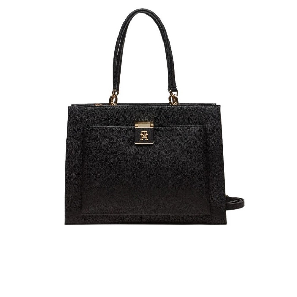 TOMMY HILFIGER HER SATCHEL ΤΣΑΝΤΑ ΓΥΝΑΙΚΕΙΑ BLACK