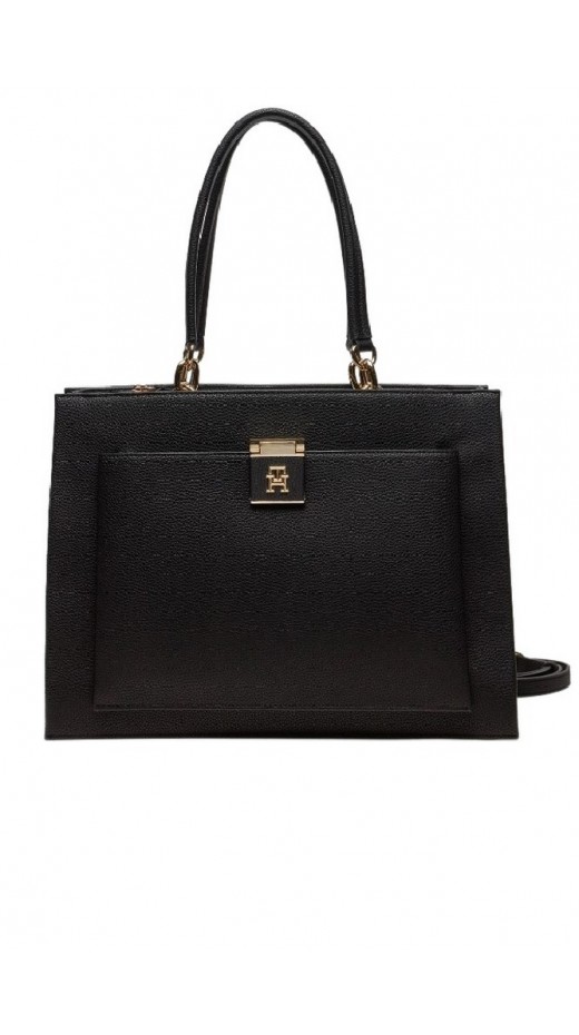 TOMMY HILFIGER HER SATCHEL ΤΣΑΝΤΑ ΓΥΝΑΙΚΕΙΑ BLACK