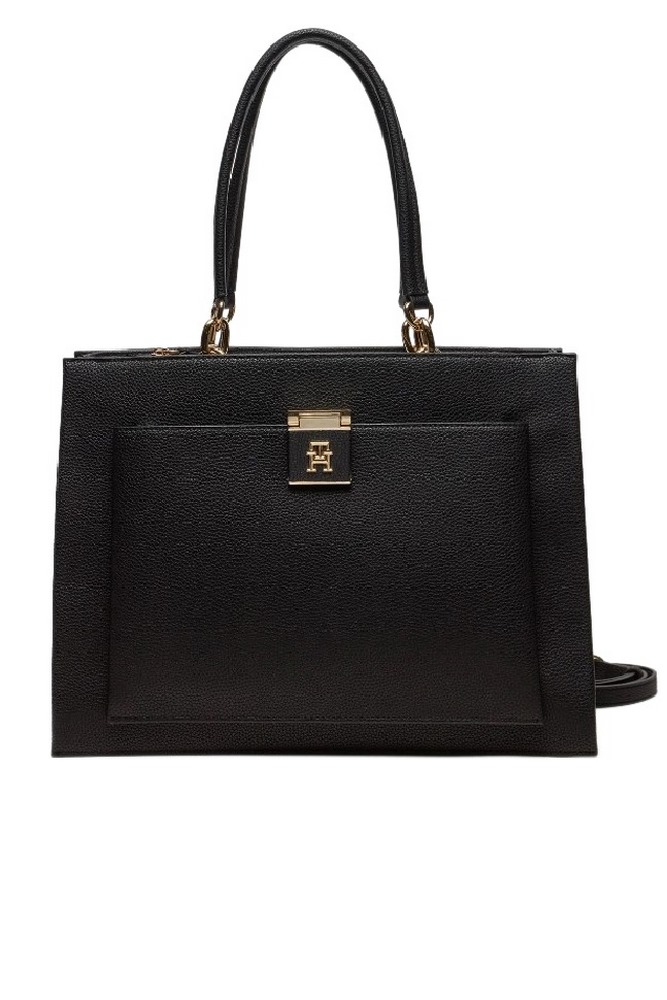 TOMMY HILFIGER HER SATCHEL ΤΣΑΝΤΑ ΓΥΝΑΙΚΕΙΑ BLACK