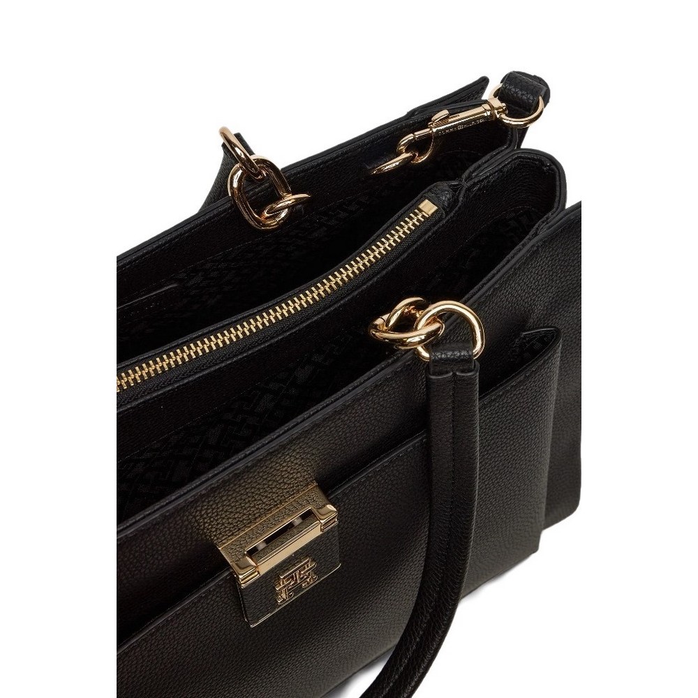 TOMMY HILFIGER HER SATCHEL ΤΣΑΝΤΑ ΓΥΝΑΙΚΕΙΑ BLACK