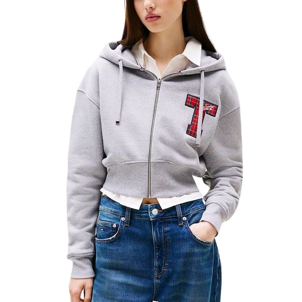 TOMMY JEANS ZIP THRU HOODIE APPLIQUE ΖΑΚΕΤΑ ΓΥΝΑΙΚΕΙΑ GREY