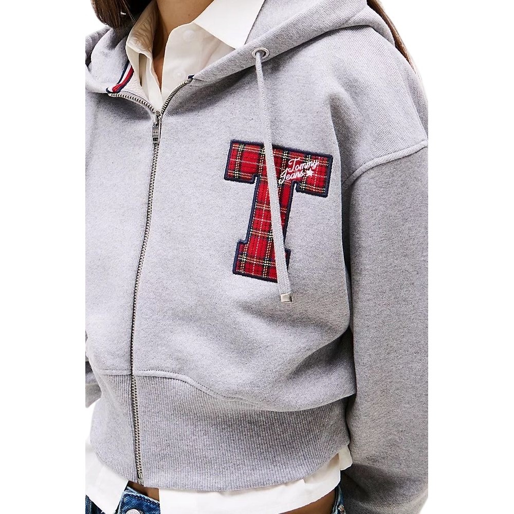 TOMMY JEANS ZIP THRU HOODIE APPLIQUE ΖΑΚΕΤΑ ΓΥΝΑΙΚΕΙΑ GREY