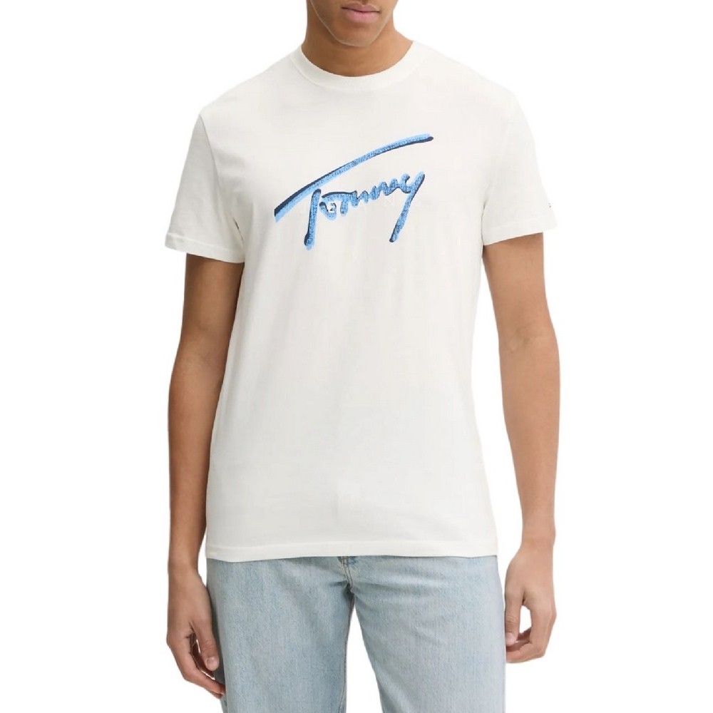 TOMMY JEANS REG RWB SIGNATURE TEE T-SHIRT ΜΠΛΟΥΖΑ ΑΝΔΡΙΚΗ WHITE