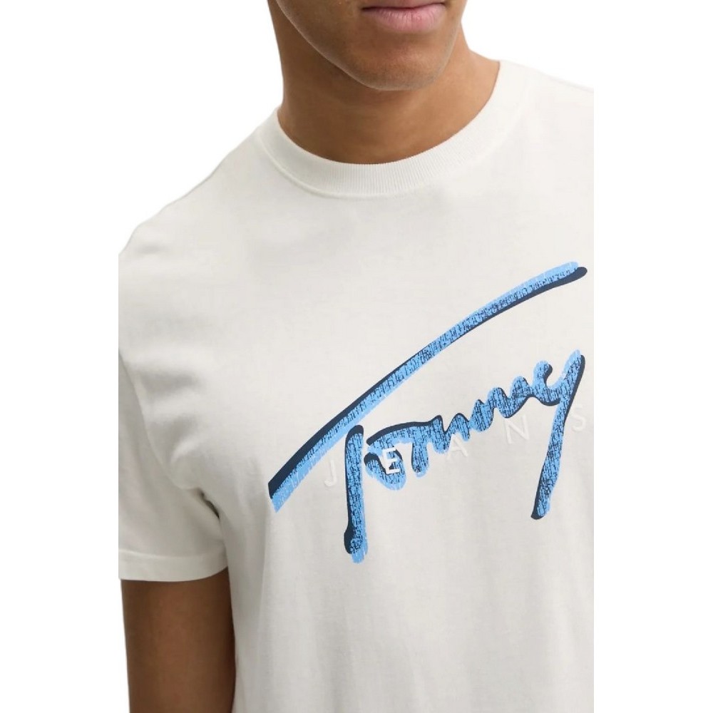 TOMMY JEANS REG RWB SIGNATURE TEE T-SHIRT ΜΠΛΟΥΖΑ ΑΝΔΡΙΚΗ WHITE