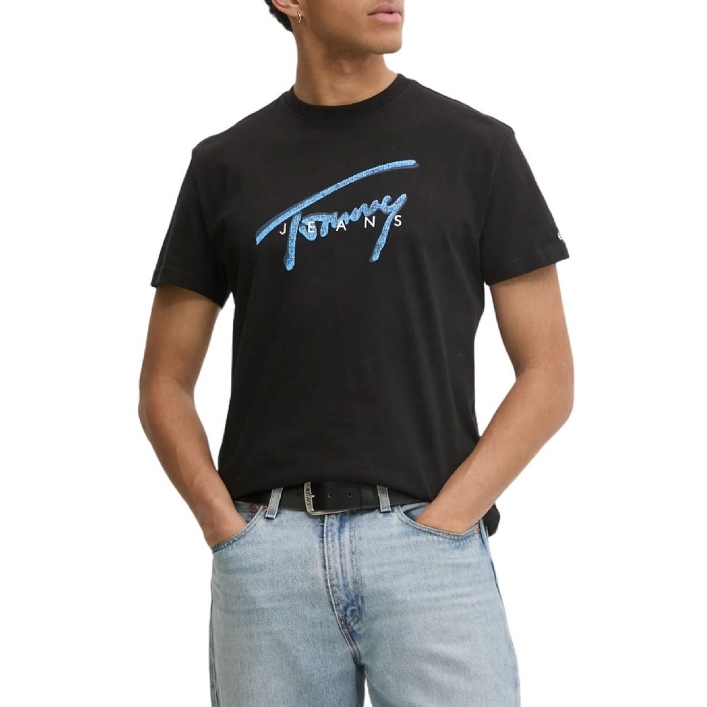 TOMMY JEANS REG RWB SIGNATURE TEE T-SHIRT ΜΠΛΟΥΖΑ ΑΝΔΡΙΚΗ BLACK