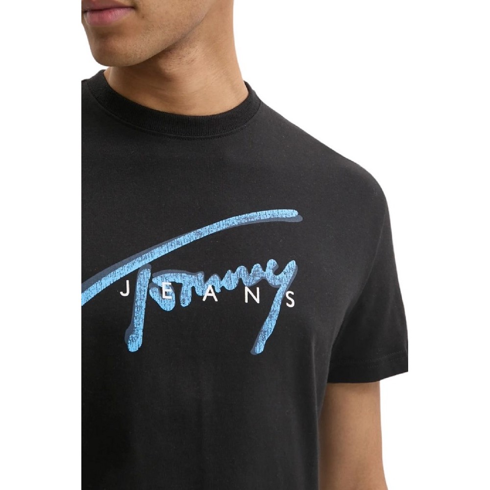 TOMMY JEANS REG RWB SIGNATURE TEE T-SHIRT ΜΠΛΟΥΖΑ ΑΝΔΡΙΚΗ BLACK