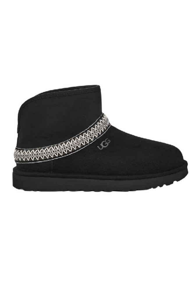 UGG CLASSIC MINI CRESCENT ΧΑΜΗΛΗ ΜΠΟΤΑ BLACK