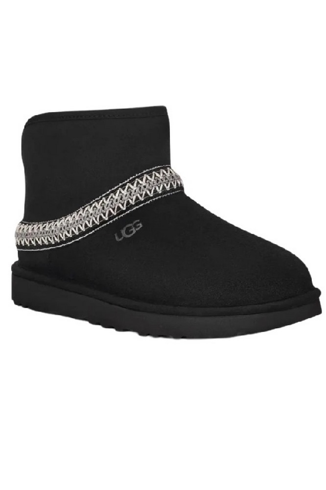 UGG CLASSIC MINI CRESCENT ΧΑΜΗΛΗ ΜΠΟΤΑ BLACK