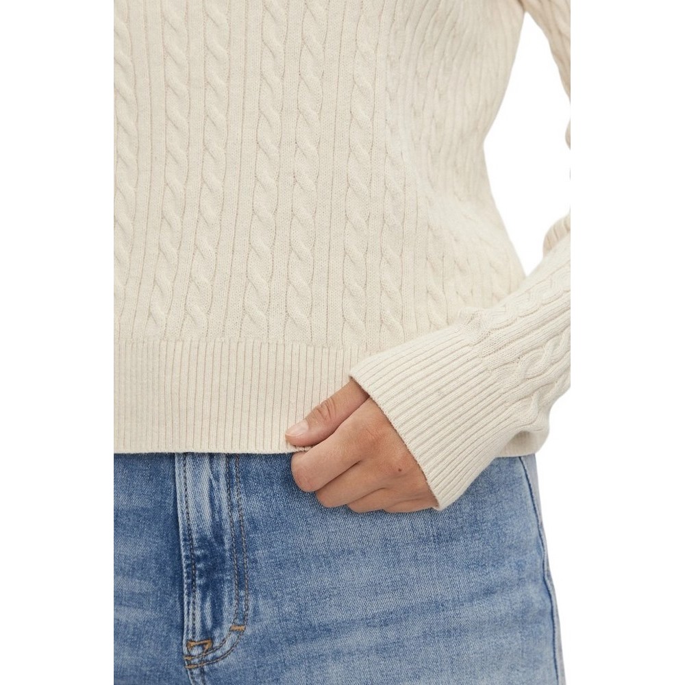 TOMMY JEANS CABLE ESSENTIAL SWEATER ΜΠΛΟΥΖΑ ΠΛΕΚΤΗ ΓΥΝΑΙΚΕΙΑ OFF WHITE