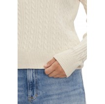 TOMMY JEANS CABLE ESSENTIAL SWEATER ΜΠΛΟΥΖΑ ΠΛΕΚΤΗ ΓΥΝΑΙΚΕΙΑ OFF WHITE