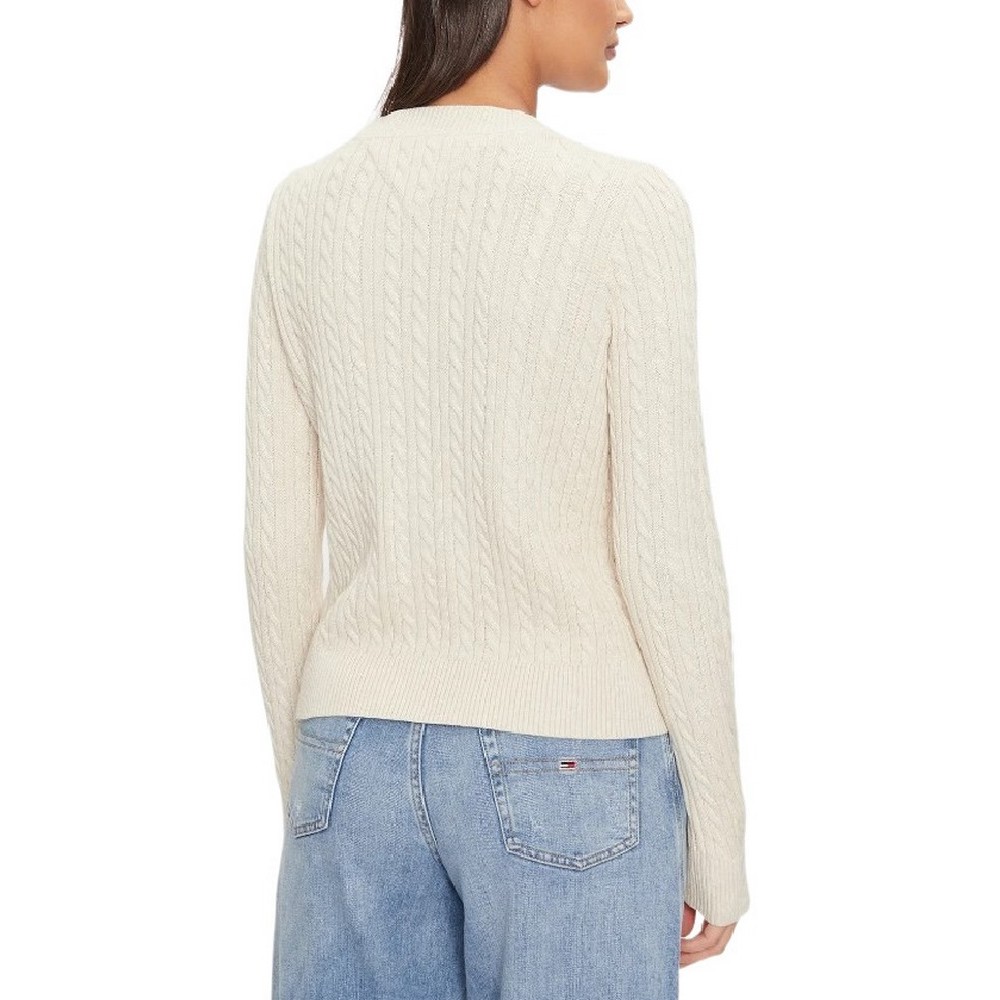 TOMMY JEANS CABLE ESSENTIAL SWEATER ΜΠΛΟΥΖΑ ΠΛΕΚΤΗ ΓΥΝΑΙΚΕΙΑ OFF WHITE