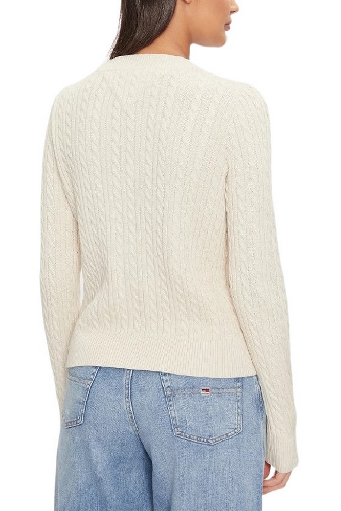 TOMMY JEANS CABLE ESSENTIAL SWEATER ΜΠΛΟΥΖΑ ΠΛΕΚΤΗ ΓΥΝΑΙΚΕΙΑ OFF WHITE