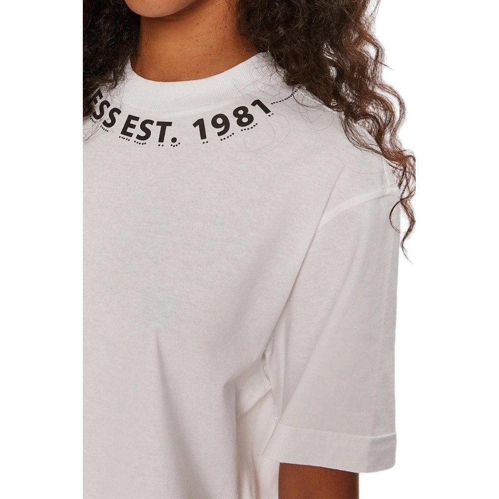 GUESS CN NECK LOGO TEE T-SHIRT ΜΠΛΟΥΖΑ ΓΥΝΑΙΚΕΙΑ WHITE